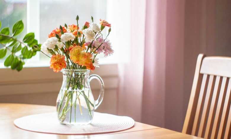 flowers, table, vase