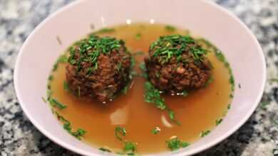 liver dumpling, liver dumpling soup, soup, broth, meal, soup, broth, broth, broth, broth, broth