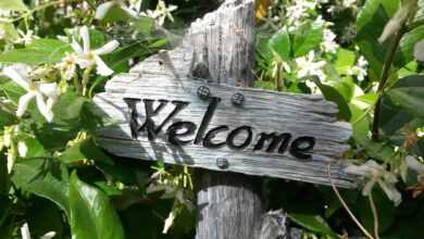 welcome sign, garden sign, garden decor