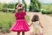 little girls walking, nature, summer, outdoors, pretty