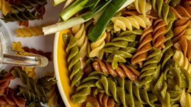 scallions, pasta, meal, food, lunch, evening meal, top view, meal, meal, meal, meal, meal, food, lunch