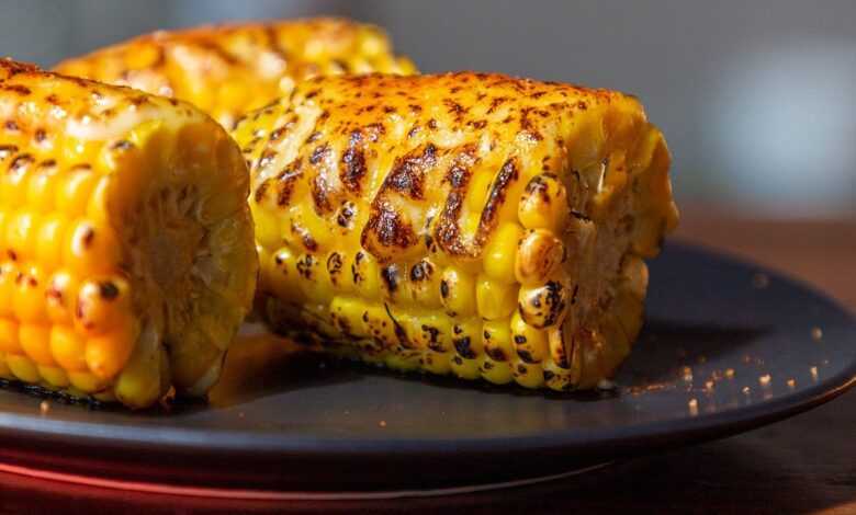 corn, vegetables, grilled