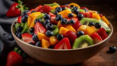 salad, fruits, food