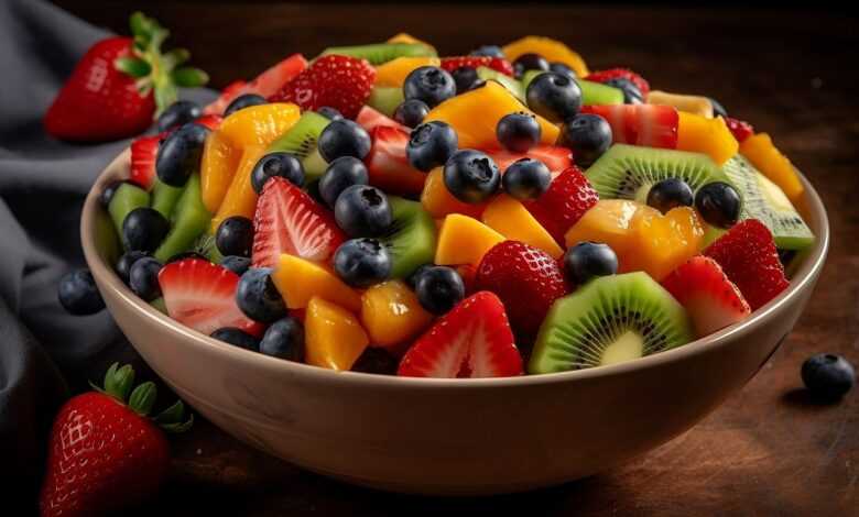 salad, fruits, food