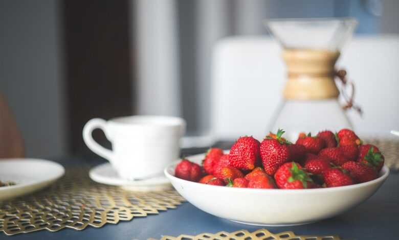 strawberries, breakfast, fruit