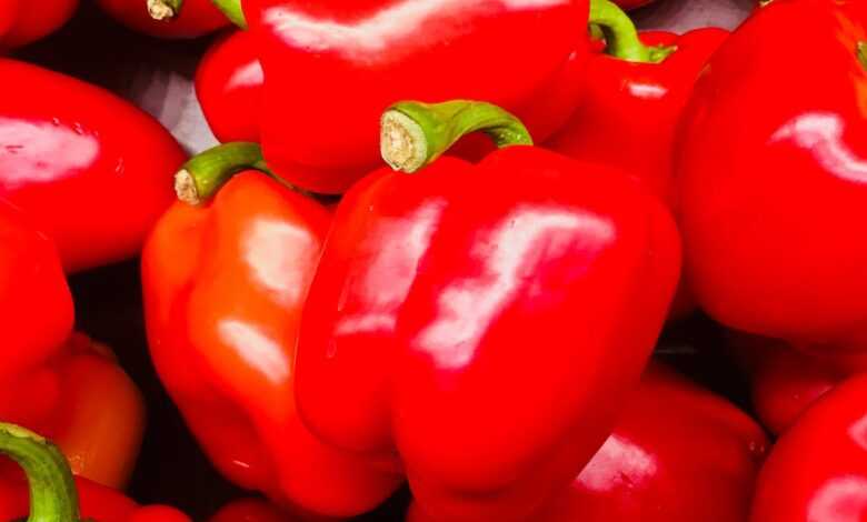 Bundles of Red Bell Peppers