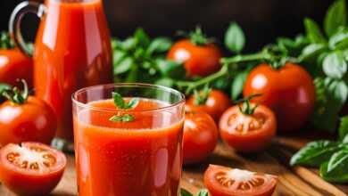 tomato juice, basil, vegetables