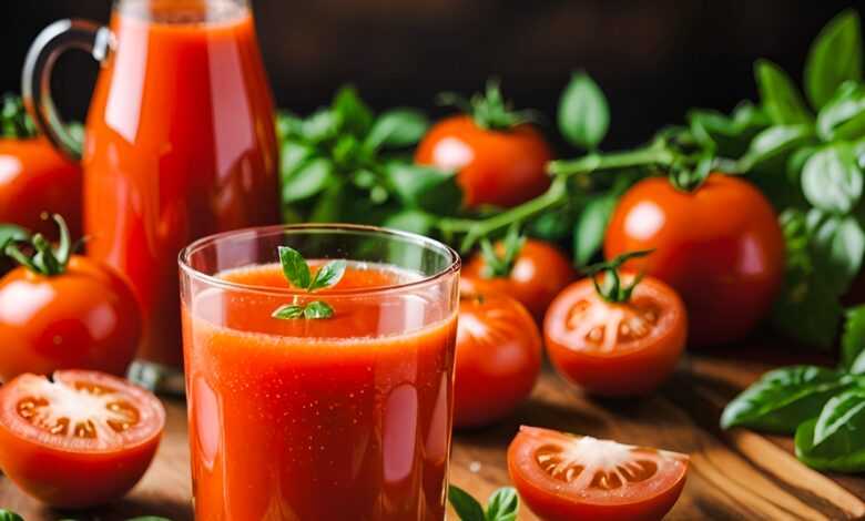 tomato juice, basil, vegetables