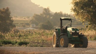 tractor, farmer, agriculture, field, plow, tillage, farm, nature, vehicle, farming, village, machinery, landscape, farmland, soil