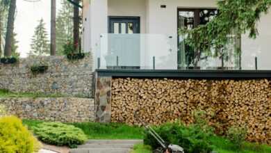 a house with a stone pathway leading to it