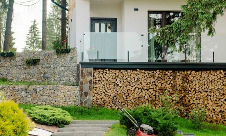 a house with a stone pathway leading to it