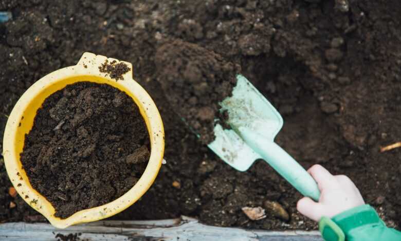 green garden shovel