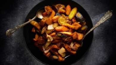 cooked food on black frying pan