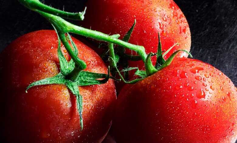 red tomato on black surface