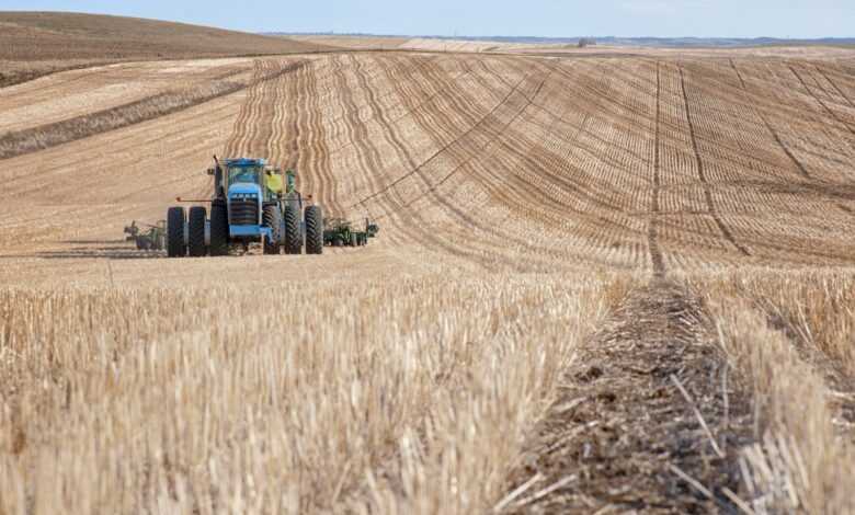 a tractor in a field