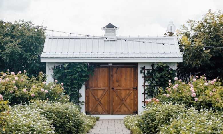 closed brown wooden door under cloudy sky during daytime