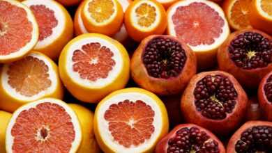 Pomegranate and orange fruits