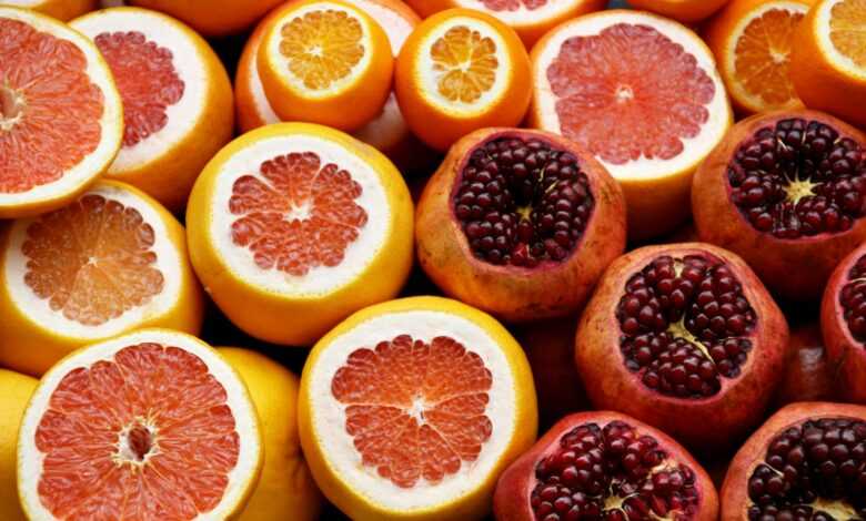 Pomegranate and orange fruits